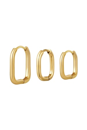 Set Ohrringe 3 verschiedene Größen Goldfarbe Edelstahl h5