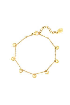 Armband mit Herzanhängern Goldfarbe Edelstahl h5 