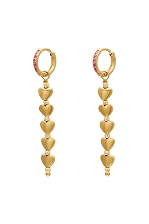 Five hearts earrings - #summergirls collection Pink & Gold Color Hematite h5 
