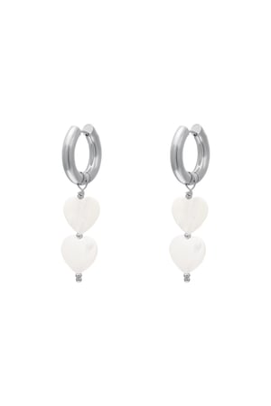 Parelhartjes oorbellen - #summergirls collection Wit Goud kleur Schelpjes h5