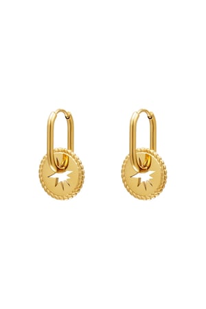pendientes de acero inoxidable con moneda estrella  h5