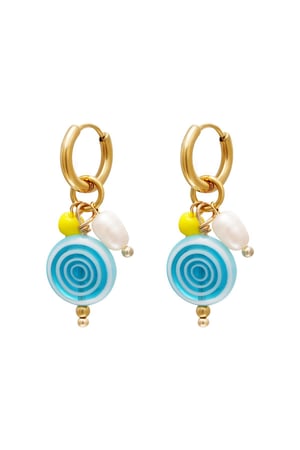Orecchini pendenti a spirale Blue & Gold Stainless Steel h5