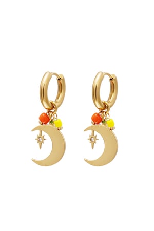 Dangling moon earrings Gold Color Stainless Steel h5 