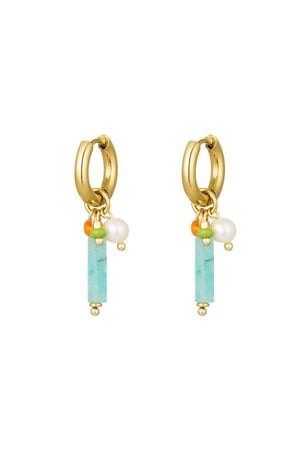 Orecchini pendenti con barra Green & Gold Stainless Steel h5 