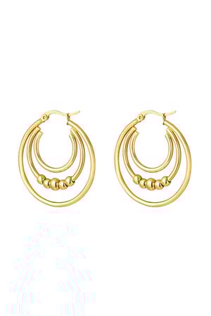 Double chained earrings decorated with beads Gold Color Stainless Steel h5 