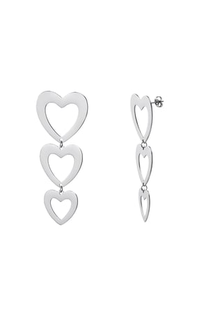 Hängende Ohrringe drei Herzen Silber Edelstahl h5