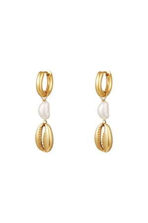 Pearl earrings - Beach collection Gold Color Stainless Steel h5