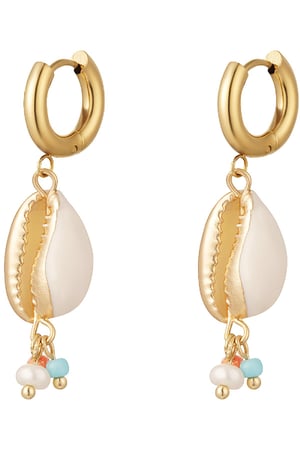 Hängende Muschelohrringe - Strandkollektion Goldfarbe Edelstahl h5