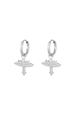 Boucles d'oreilles avec breloque avion Argenté Acier inoxydable h5 