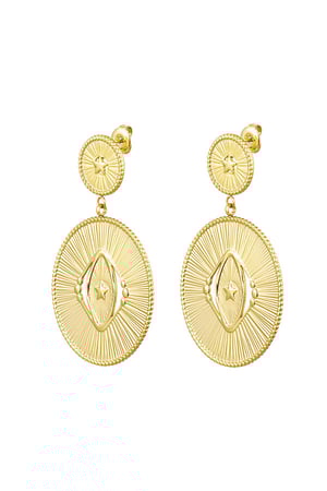 Statement earrings 2 circles Gold Color Stainless Steel h5