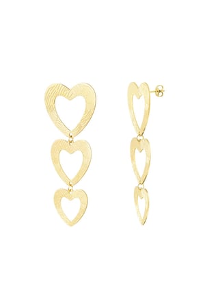 Heart earrings with pattern Gold Color Stainless Steel h5 