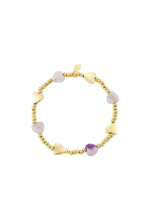 Pulsera de cuentas con corazones Morado Stone h5 