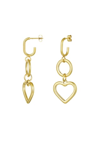 Hanging earrings with heart Gold Color Stainless Steel h5 