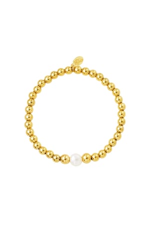 Beaded bracelet pearl in the middle Gold Color Stainless Steel h5 