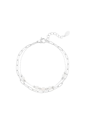 Double bracelet links/round beads - Natural stones collection Green & Gold Color Stainless Steel h5 