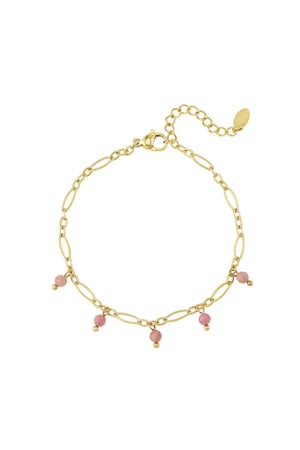 Bracelet links with beads - Natural stone collection Green & Gold Color Stainless Steel h5 