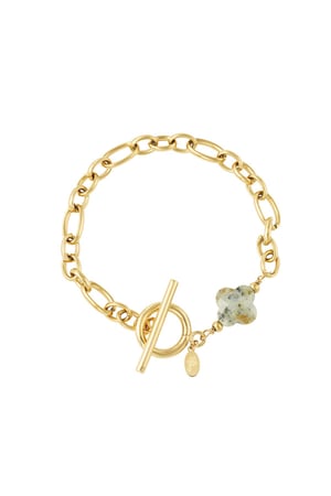 Gliederarmband mit Kleestein - Natursteinkollektion Grün & Goldfarbe Edelstahl h5 