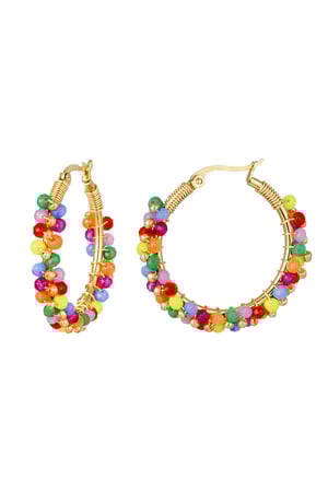 Festa di perline orecchini Fuchsia Stainless Steel h5 