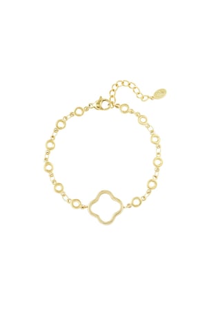 Armband rondjes met klaver Goud kleur Stainless Steel h5 