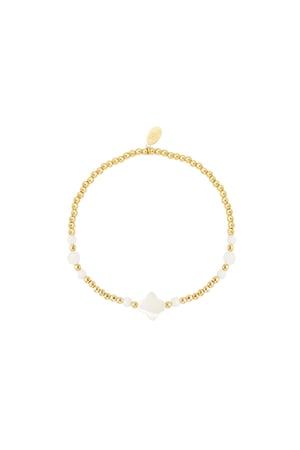 Beaded bracelet clover - Natural stones collection Gold Color Hematite h5 