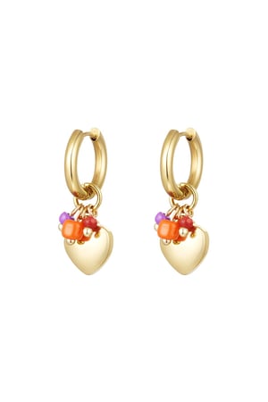 Earrings heart with beads Gold Color Stainless Steel h5 