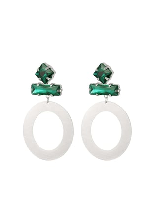Pendientes redondos con cuentas de cristal Gris y plata Acero inoxidable h5 