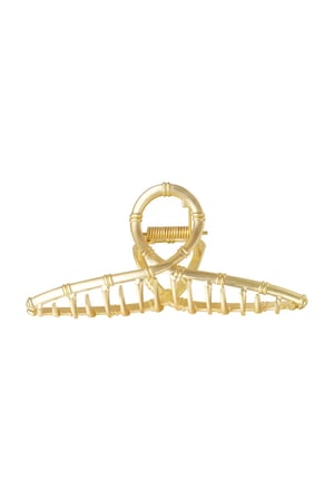 Sahte bambu desenli altın renginde büyük metal saç tokası Vintage gold h5