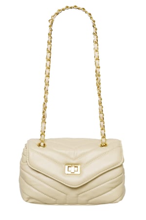 PU leren tas gestikt Off-white h5 Afbeelding3