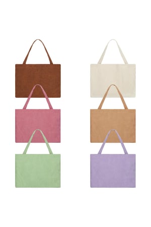 Bolso shopper tejido de canalé Camel Poliéster h5 Imagen5