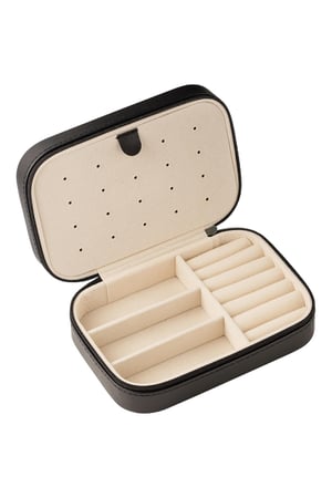 Rechteckige Schmuck-Reisebox Schwarz Polyurethan h5 Bild4