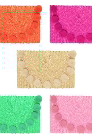 Strandclutch mit Bommeln Rosa Stroh h5 Bild4