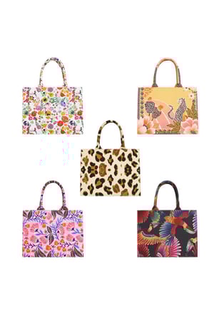 Tragetasche mit Animal-Print Schwarz & Beige Polyester h5 Bild4