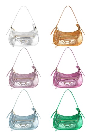 Metallic handtas Licht blauw PU h5 Afbeelding5
