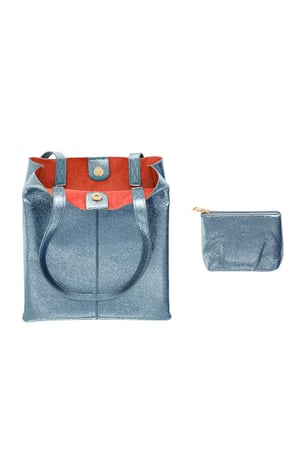 Bolso shopper metalizado Azul Poliuretano h5 Imagen4