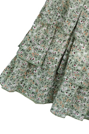 Jurk met bloemenprint en ruches Groen S h5 Afbeelding7