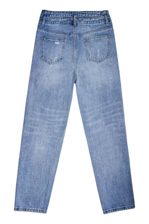 Enkellange versleten jeans met hoge taille Blauw XS h5 Afbeelding10