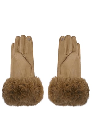 Gloves faux fur with suede look Camel Polyester One size h5 Picture4
