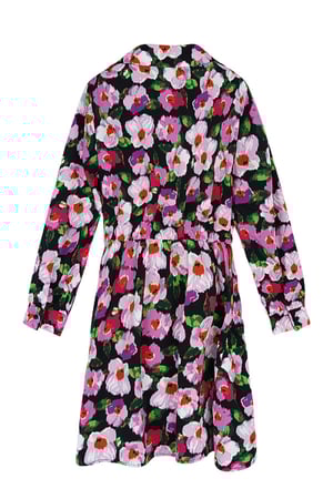 Kleid mit Blumendruck und Knopfdetail Schwarz Multi S h5 Bild2