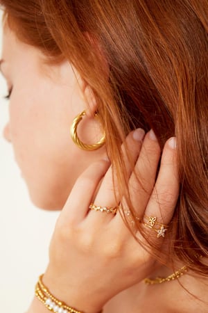 Verstelbare ring zirkoon stenen Goud kleur Koper One size h5 Afbeelding2