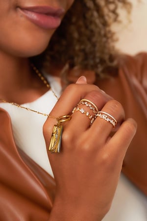 Bague plaquée Couleur or avec pierres zircon Argenté Cuivré One size h5 Image2