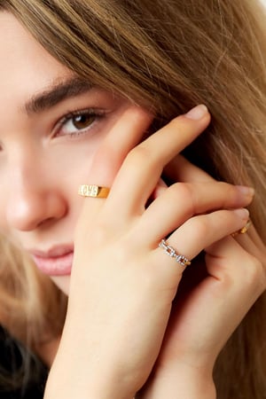 Anillo estilo cadena y diamantes Plata Acero inoxidable 16 h5 Imagen2