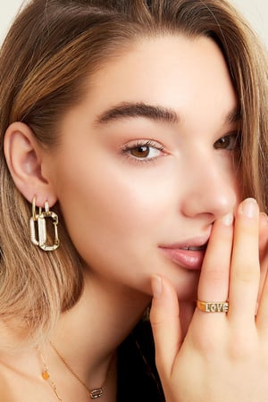 Stainless steel ring love with zircon details Silver Color 16 h5 Picture2