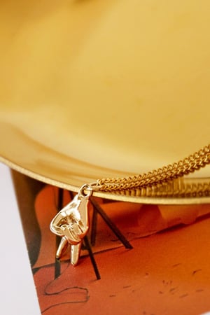 paix de main de charme d'acier inoxydable couleur or h5 Image2