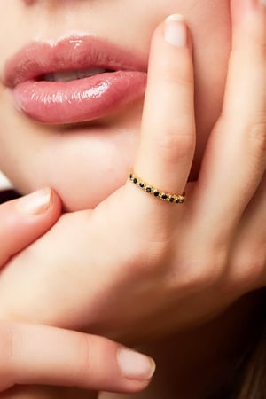 Edelstahlring mit Zirkoniasteinen Schwarz 16 h5 Bild3