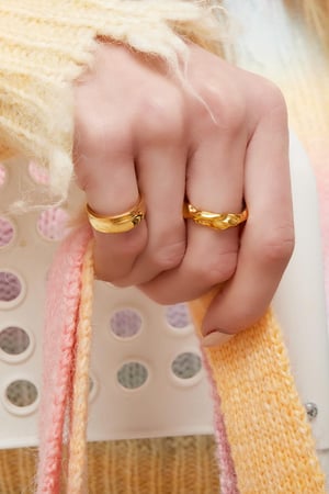 Halka organik şekil Gold Stainless Steel One size h5 Resim3