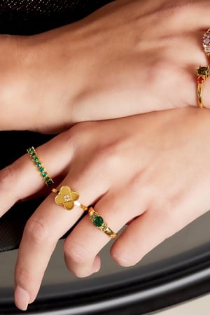 Anillo de acero inoxidable con circonitas Color dorado 16 h5 Imagen2