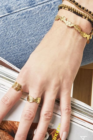 Anillo Wavy Leaf Plata Acero inoxidable One size h5 Imagen3