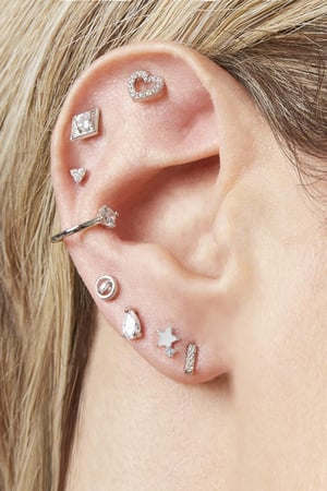 Earrings Little star Silver Color Copper h5 Picture2