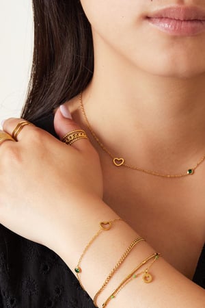 Geboortesteen armband januari Goud kleur Rood Stainless Steel h5 Afbeelding5