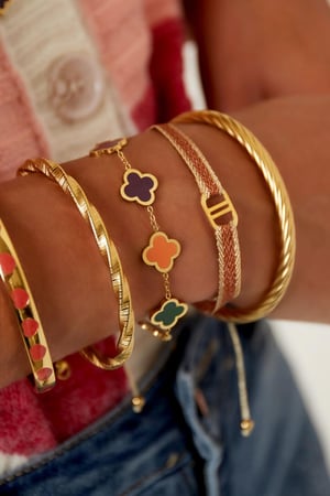 Stoffarmband Das gute Leben Dunkelgrün Polyester h5 Bild2